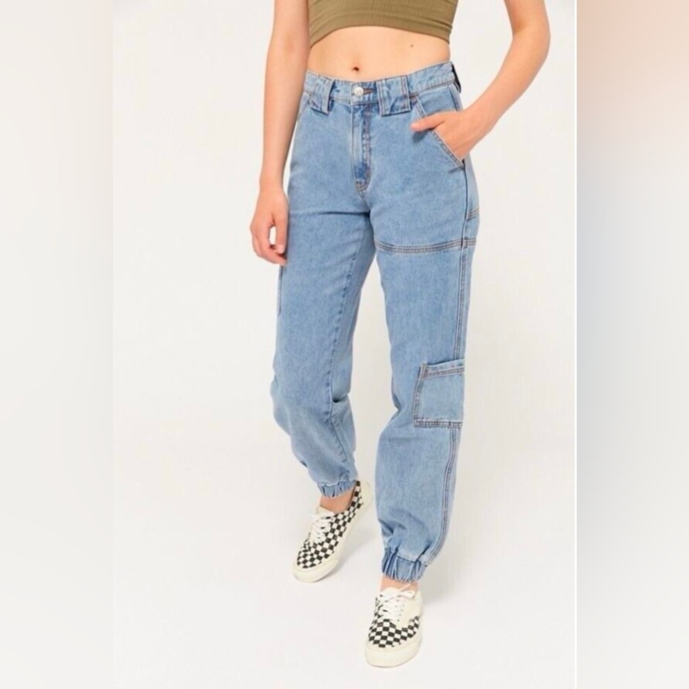 BDG Urban Outfitter Womens Jeans Blue Denim Jogger Cargo Tapered Relaxed Size 26